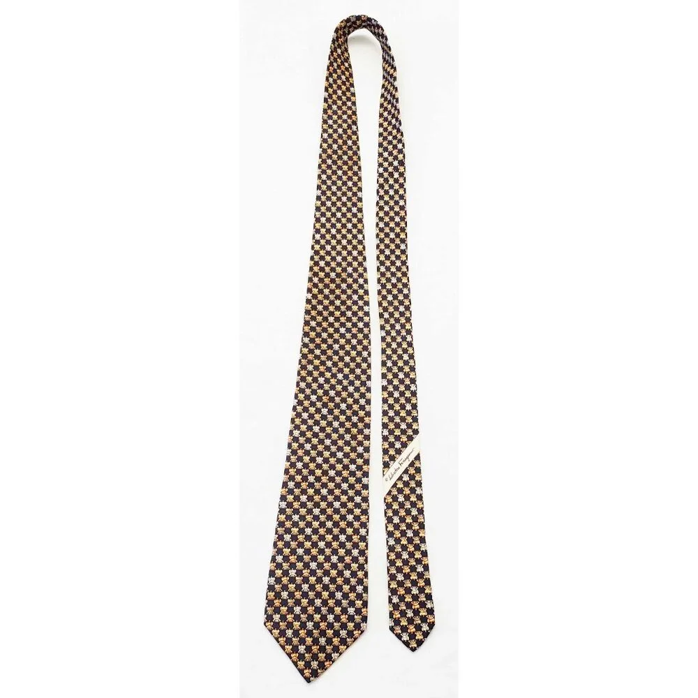 Salvatore Ferragamo Mens Puppy Dogs Puppies Navy 100% Silk Neck Tie Made Italy